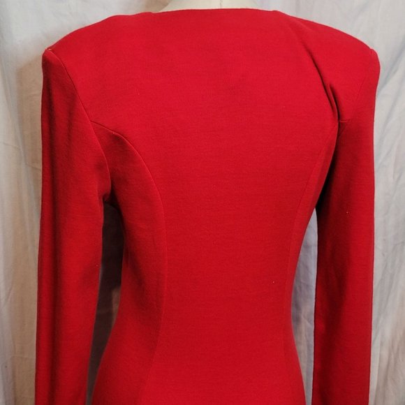 Vintage 80s Drop Waist Tiered Ruffle Dress Red Retro Button Down Sz 7/8 Cocktail - Picture 10 of 16